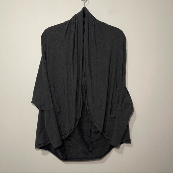 Lululemon women's Heathered Mod Black To & Flow Wrap oversized cardigan in US 2 - Picture 4 of 11